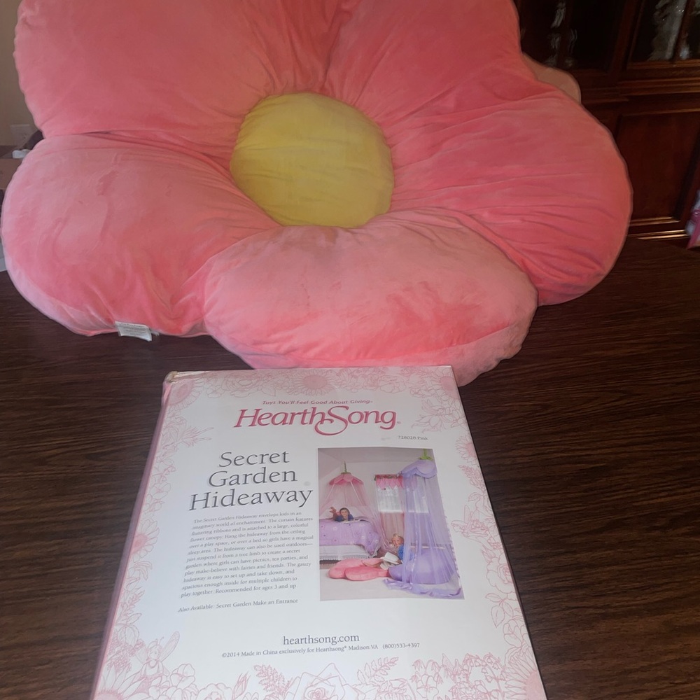 Hearthsong Pink and Yellow Secret Garden Hideaway & Flower Pillow